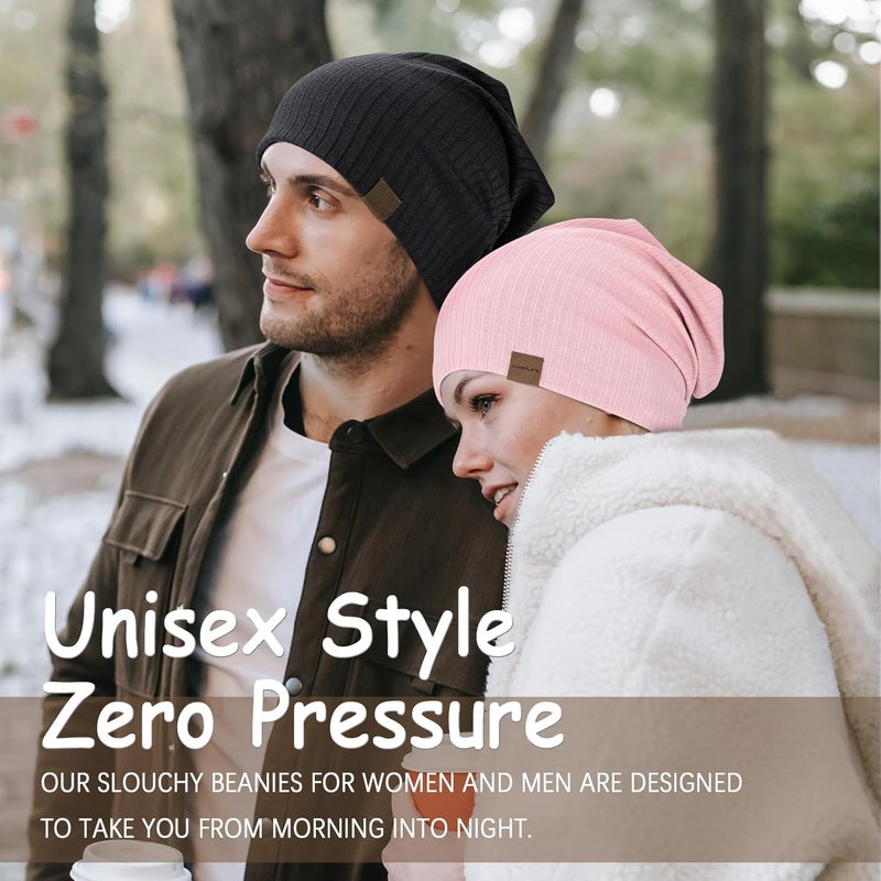 HAMUNI Slouchy Beanie for Men Women Soft Lightweight Running Beanie Hat Chemo Cap Skull Cap - Image 5